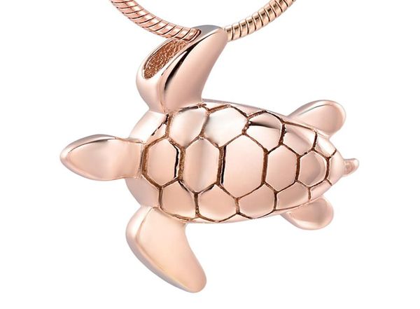 Z9949 Crémation en acier inoxydable mignon or rose tortue de mer crémation souvenir pendentif cendres urne mémorial Souvenir collier bijoux 7141570