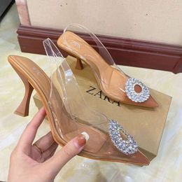 Za – chaussures à talons fins et pointus pour femmes, décoration lumineuse, talons hauts, boucle solaire, brique d'eau, finition transparente, Muller, nouvelle collection 2022