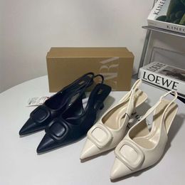 ZA – chaussures d'été à talons courts et pointus français, sandales avec boucle noire et sangle arrière, à la mode, nouvelle collection 2023