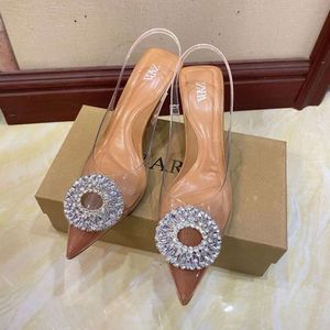 ZA – sandales à talons hauts et pointus pour femmes, chaussures Muller transparentes, Style diamant d'eau, avec lanière arrière, nouveau produit, automne 2023