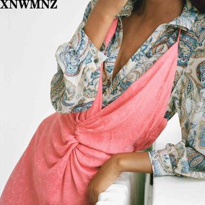 Za Paisley patrón camisa otoño Chic blusas mujeres Pavo Real Floral estampado manga larga camisas Casual cuello en V Boho blusa Tops mujer 210510