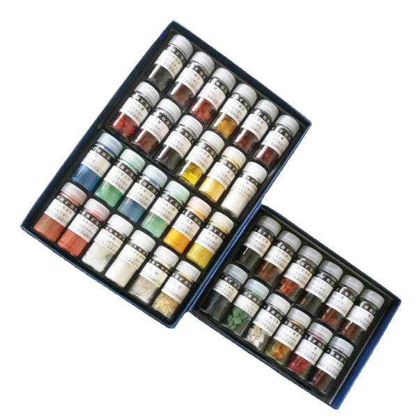 Zaagbladen 12/24 couleurs 5g en bouteille ensemble de pigments de peinture chinoise pigments végétaux minéraux naturels solides encre peinture bloc de peinture pigment