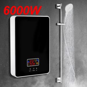 Zaagbladen 220v 6000w Calentador de agua eléctrico instantáneo sin tanque Baño Cocina Calefacción instantánea Grifo Calentador de agua a demanda con pantalla LCD