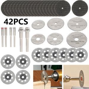 Zaagbladen 42 pièces ensemble de lames de scie diamantées Mini lames de scie circulaire HSS disque de coupe en bois pour outils rotatifs Dremel roues de coupe en résine