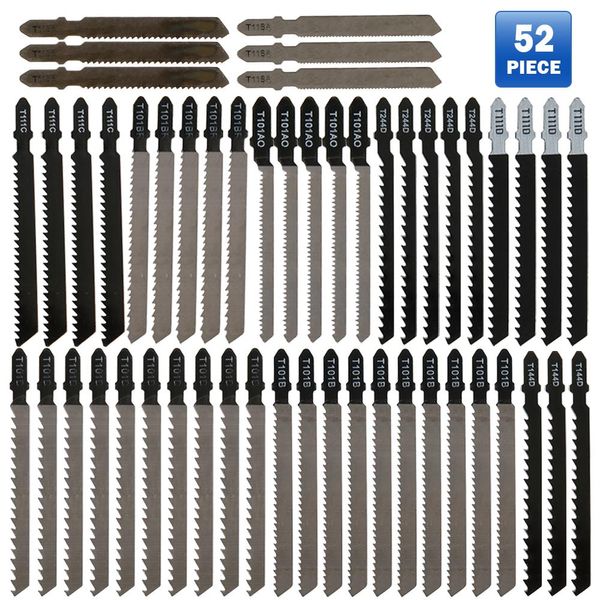 Zaagbladen 52 pièces lames de scie assorties lames de scie sauteuse à tige en métal lames de scie de coupe en acier pour outils de coupe de bois en plastique