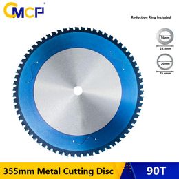 Zaagbladen CMCP disque de coupe en métal 355x25.4mm 90T lame de scie circulaire pour couper l'aluminium fer acier lame de scie au carbure outils de coupe en métal