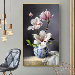 Kits de cruz Zaagbladen, juegos de costura bordada Diy, 11 quilates, estampado de flores de Magnolia, patrones de lienzo, estilo Floral Retro, flores florecientes