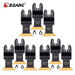 Zaagbladen Ezarc 3/6 / 9pcs Titanium Oscillant lame multicolo-outol pour le bois oscillant des lames scie à outils pour les ongles Coupant 3pc / pack