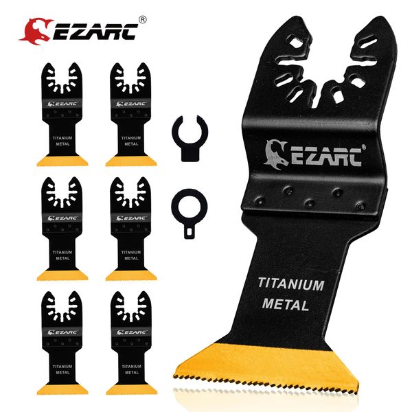 Zaagbladen EZARC 6 uds cuchillas oscilantes multiherramienta herramienta oscilante Universal de titanio hojas de sierra para corte de tornillos de clavos de madera de Metal