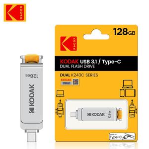 Zaagbladen Kodak K243c clé USB Otg 256 go 32 go 64 go 128 go clé USB 3.1 Type C clé USB haute vitesse avec lanière pour téléphone