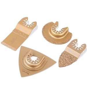 Zaagbladen Vearter 4 pièces ensemble de lames d'outil oscillant en carbure universel Kit d'accessoires à dégagement rapide pour la maçonnerie en béton de mortier de coulis de carrelage