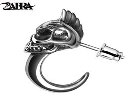 ZABRA 925 Sterling Silver Skull Stud Mens oorbellen Vintage Black Earring Punk Skeleton Studs voor Biker -sieraden 1 stks 2106183303025