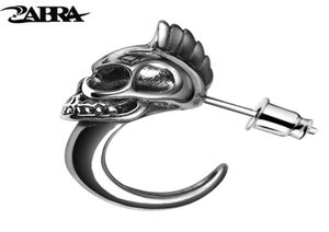 ZABRA 925 Sterling Zilveren Schedel Stud Heren Oorbellen Vintage Zwarte Oorbel Mannen Punk Skeleton Studs Voor Mannen Biker Sieraden 1pcs CX20063794858