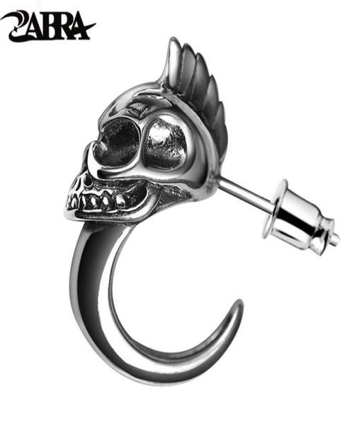 Zabra 925 Sterling Silver Skull Stud Mens Mens Earrings Vintage Black Oreing Men Punk Skeleton Studs For Men Biker Bijoux 1PCS CX20066886268