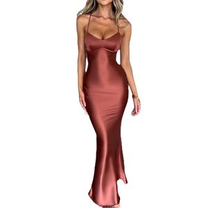 Zabrina Satin Jurken Club Fashion Outfits Zwart Backless Spaghetti Strap Maxi Autumnjurk Chic Party Bodycon Evening Jurk Women