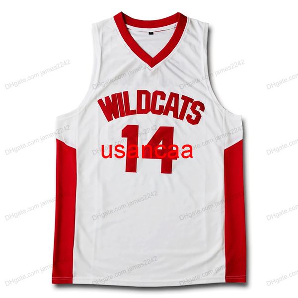 Zac Efron Troy Bolton East High School Basketball Jersey Homme Cousu Blanc Toute Taille XS-5XL Nom Et Numéro