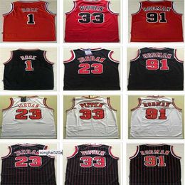 Zach 8 Lavine City Derrick 1 Rose Basketball Jersey Mens 23 Dennis 91 Rodman Scottie 33 Pippen Red White Black Stripe Jerseys