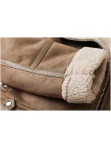 ZACK RAIN veste marron pour femmes hiver Vintage fourrure intégrée veste revers manches longues vestes femme vêtements d'extérieur Chic sdf32