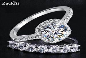 Zackiii Ring 1CT 2CT 3CT Briljante Diamanten Halo Verlovingsringen Voor Vrouwen 028CT Half Stapelbare Bruidssets 2208134382138