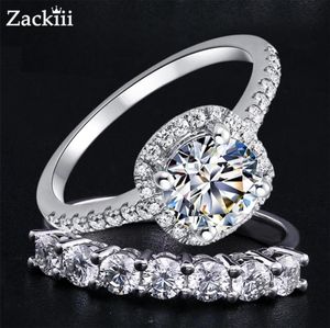 Zackiii Ring 1CT 2CT 3CT Briljante Diamanten Halo Verlovingsringen Voor Vrouwen 028CT Half Stapelbare Bruidssets 2208131459421