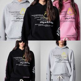 zadig et voltaire Designer Sweatshirt Mode Nieuwe Dames Trui Jumper Gedrukt Lachend Gezicht Letter Fleece Hoodies