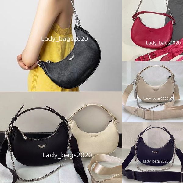 Zadig Voltaire Sac ZV Half Moon Sacs MOONROCK Designer Oreiller Ailes En Cuir Abrasif Femme Sac À Bandoulière Rivet Sac À Main Bandoulière Sac À Main Chaîne Sacs À Main