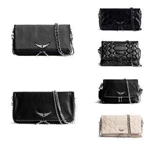 Zadig Voltaire Zwarte schoudertas heren portemonnee tote handtas ontwerper Dames enveloptas Echt leer Luxe Hoge kwaliteit clutch Flip Chain Crossbody tassen