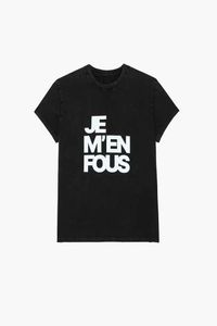 Zadig Voltaire Designer T Shirt23 Mens Designer T-shirt ZV Slogan Lettre Impression Couleur Frit Lavage De Neige Frit Femmes T-shirt À Manches Courtes