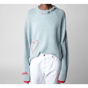 Zadig Voltaire Broderie Cachemire Tricots Bébé Bleu Fait Main Crochet Pull pour Femme