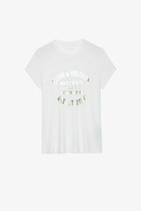 Zadig Voltaire camiseta de diseñador para hombre 2023 ZV camiseta clásica de manga corta de algodón dorado con estampado de letras para mujer
