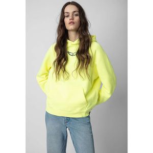 Sweats à capuche pour femmes Zadig Voltaire 23 Automne ZV Petites ailes Cocotier Encre blanche Impression numérique Pull à capuche en polaire intérieure pour femme