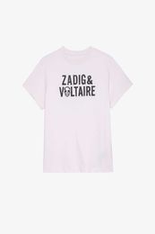 Zadig Voltaire 23Designer T Shirt ZV Mens Classic Letter Print Front and Back Scratched Font Cotton Women's Short Sleeve T-shirt
