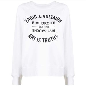 zadig voltaire designer sweat à capuche zv pull lettre classique imprimé col rond coton femme pull bleu précieux femme