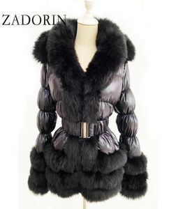 Zadorin 2020 Winter chaude veste Veste Femmes Furry Faux Fur Collier de canard blanc Down Down Veste Hiver Down Cabinet avec capuche et ceinture CX203203484