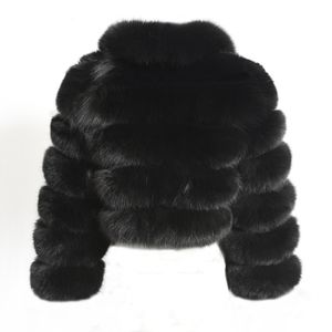 ZADORIN mode haut court FAUX renard grande taille col rabattu manteau d'hiver femmes moelleux fourrure veste 201212