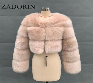 Zadorin Nouvelle mode plus taille Femmes Crop Top Faux Fox Fur Coat hiver épais épais moelleux Long Sleeve Slim Furry Fur Fur Veste 28415553