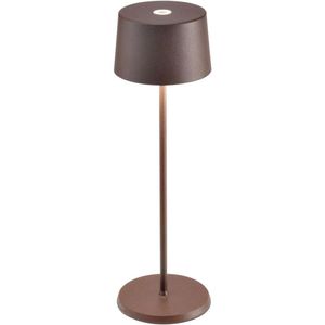 Zafferano Olivia Pro Lampe de table sans fil couleur rouille – Aluminium 3ème génération avec protection IP54 pour utilisation intérieure/extérieure – Base de chargement par contact incluse