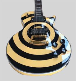 Zakk Wylde bullseye Cream & Black Electric Guitar EMG 8185 Pickups Gold Truss Rod Cover White MOP Block Fingerboard Inlay