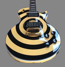 Zakk Wylde Bullseye Cream Black Electric Guitar EMG 8185 Pickups Gold Truss Rod Cover White Mop Block Fingerard Incrup 1959