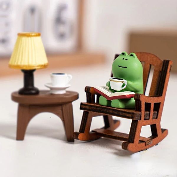 Zakka Groceries japonaises faites à la main bricolage micro-rocker chaise grenouille grenouille fat miniature maison artisanat de bureau de bureau