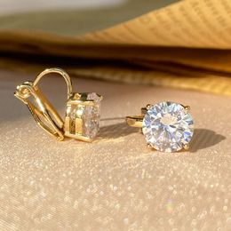 Zakol Shiny 7 mm Cumbic Zircon Oreille Cuffes Oreille Round Crystal Fake Piercing Clip Earres pour femmes Bijoux de fête de mariage 231227