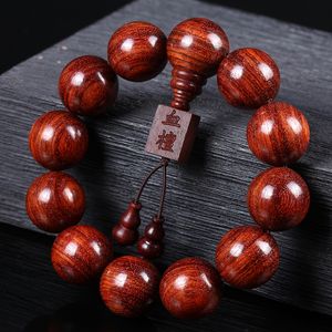 Pulsera de cuentas rojas africanas de sándalo de sangre de Zambia, Material antiguo de alta densidad, ojal Seiko fino