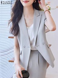 Zanzea Casual Women Pak Jackets Office Draag formele elegante taille blazer gekotte kraag mode korte mouw zomerpakken 240417