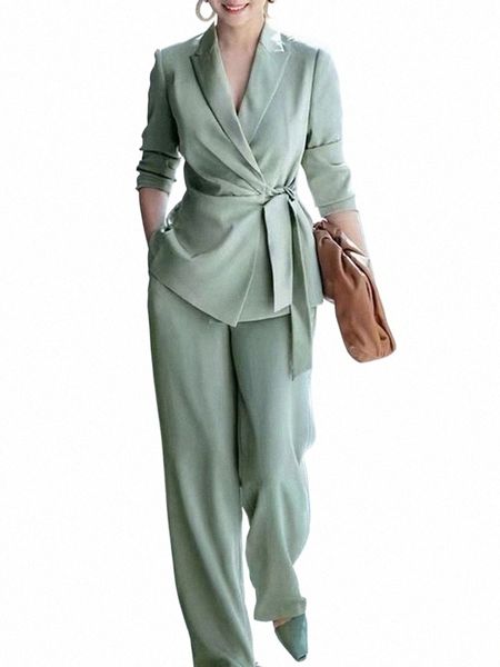 Zanzea elegante OL traje de trabajo mujeres sólido blazer pierna ancha pantalones conjuntos fi 2 unids chándales urbanos señoras trajes de oficina de gran tamaño Y1dV #