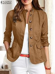 ZANZEA mode femmes vestes automne Vintage décontracté vêtements de travail femme Streetwear Chaqueta à manches longues solide Slim Fit manteaux 240226