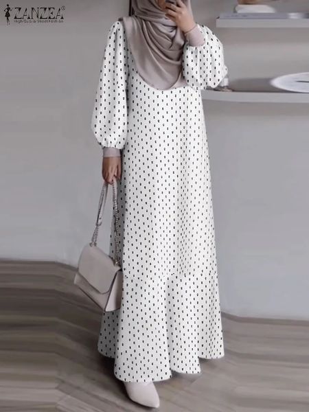 Zanzea Floral Floral Vestido musulmán Fashion Manga de pavo Turquía Hijab Dresse Bohemian Casual Maxi Sundress Dubai Robe 240308