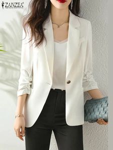 Zanzea coréen fashion fête blazer élégant ol costumes femme vestes vintage vintage vestes à manches longues couches coules de cou femelle outwear 240407