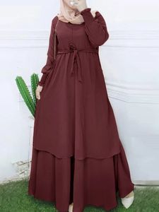 ZANZEA Vintage Moslim Jurk Vrouwen Lange Mouw Maxi Effen Zonnejurk Gewaad Femme Vrouwelijke Trekkoord Marocain Turkse Vestidos 240222