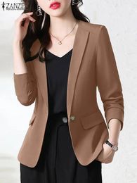 ZANZEA Vrouwen Elegante OL Jassen Herfst Revers Hals Lange Mouw Blazer Suits Casual Slim Office Lady Uitloper Solid Werk Dunne jassen 240321