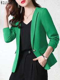 ZANZEA femmes mode solide Blazer vêtements d'extérieur automne à manches longues chemise décontracté OL travail Blouse femme boutons hauts élégant dame costumes 240219